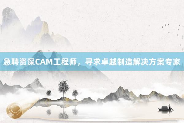 急聘资深CAM工程师，寻求卓越制造解决方案专家